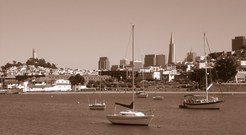 san francisco port sepia