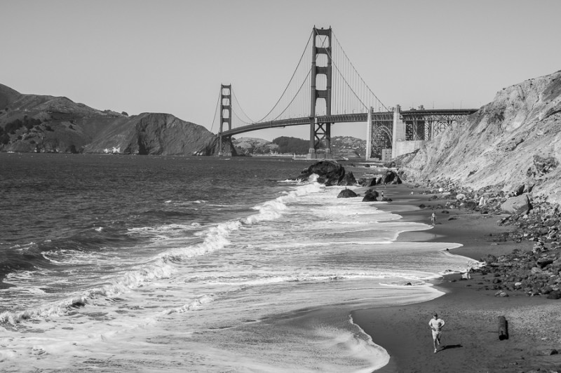san francisco baker beach bw