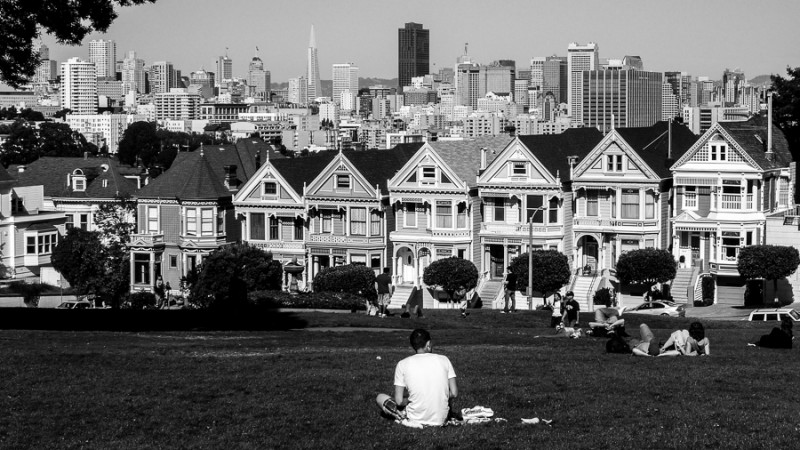 san francisco postcard bw