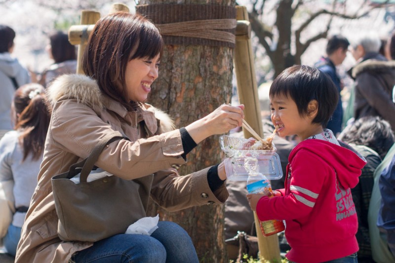 japan tokyo picnic boy and mother