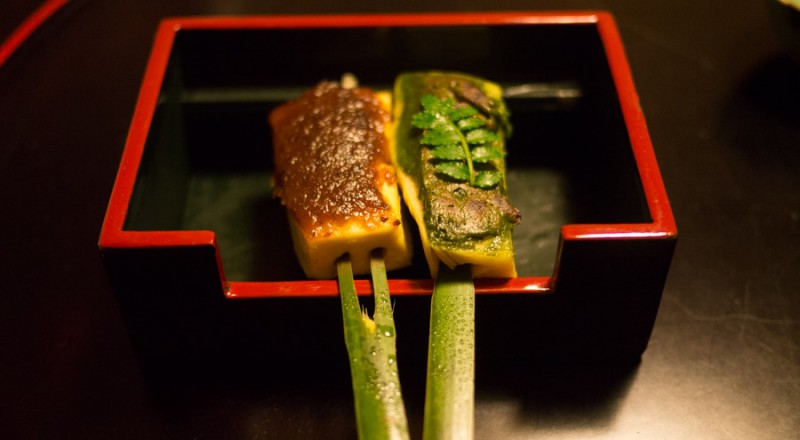 kyoto kikunoii grilled tofu with fuki