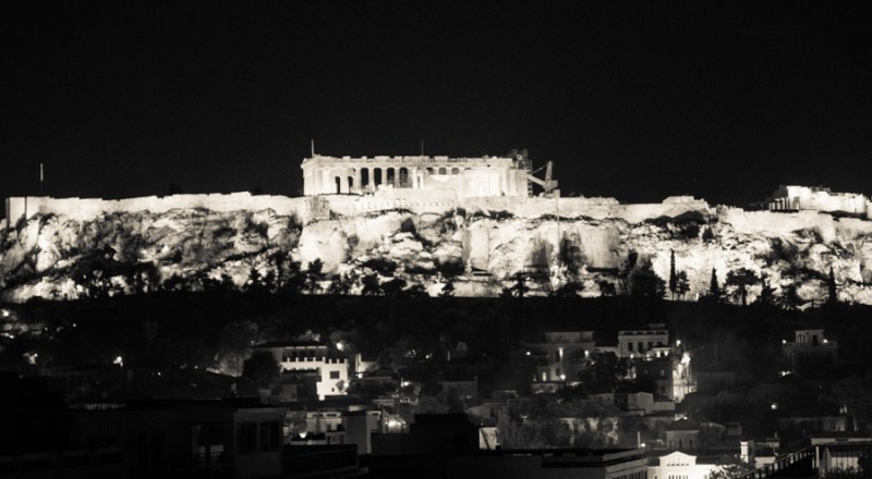 greece athens acropolis at night