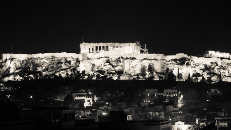 greece athens acropolis at night