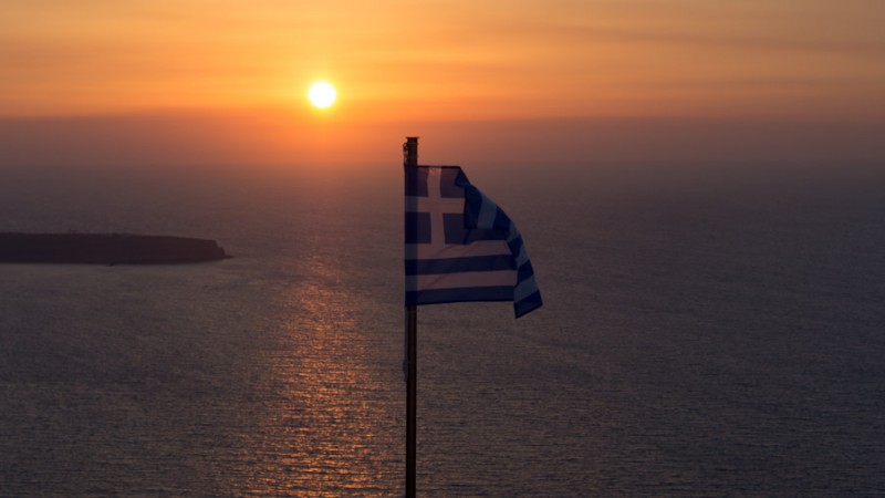 greece santorini greek flag