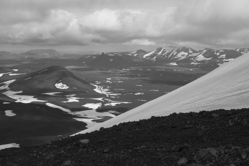 iceland hekla hike bw