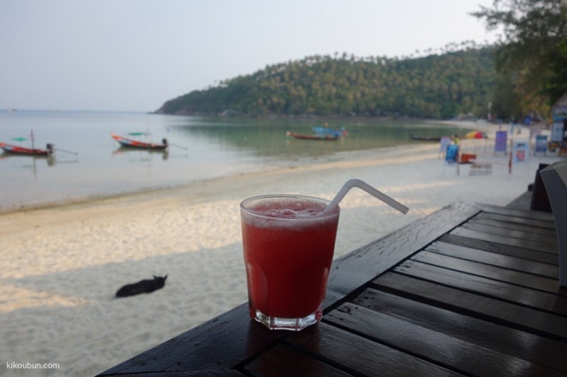 ko pha ngan juice on the beach
