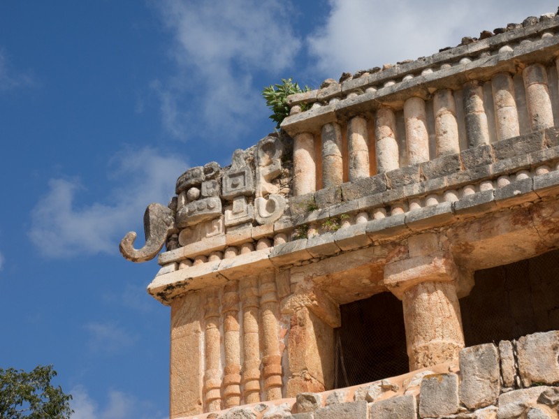 ruta puuc temple pillar