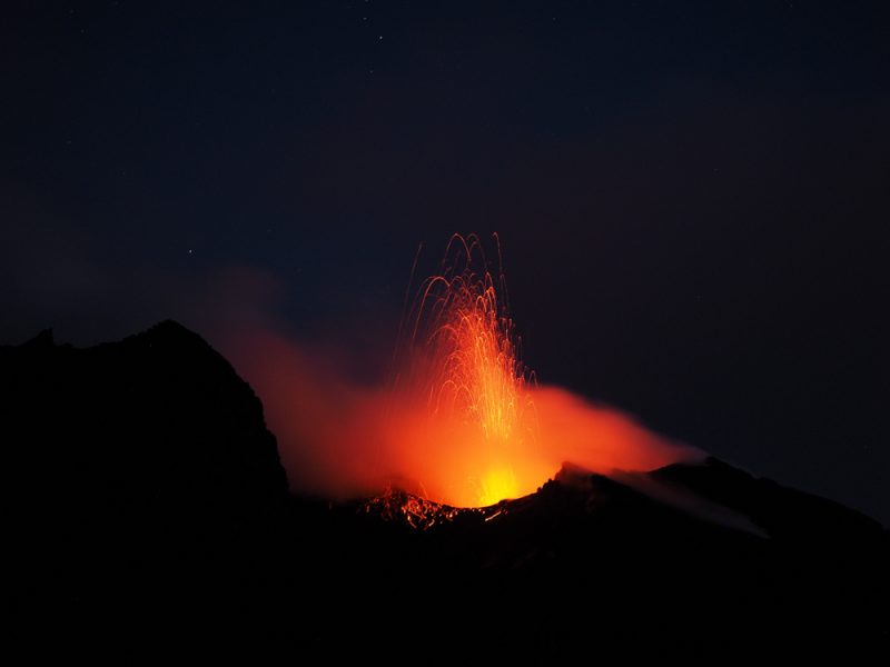 stromboli erupting at night