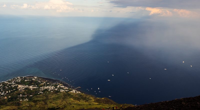 stromboli reflection in water