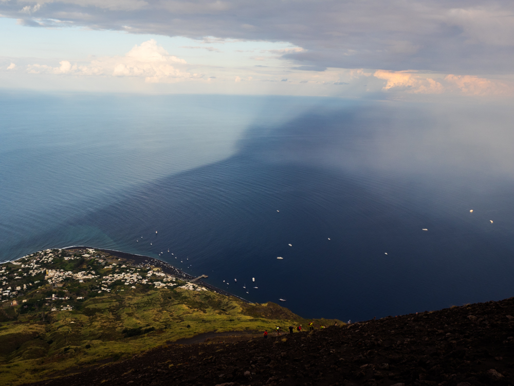 stromboli reflection in water