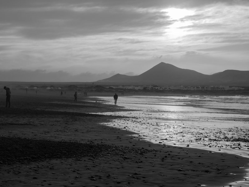 caleta de famara beach and volcano