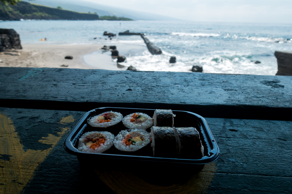 hawaii big island sushi on the beach