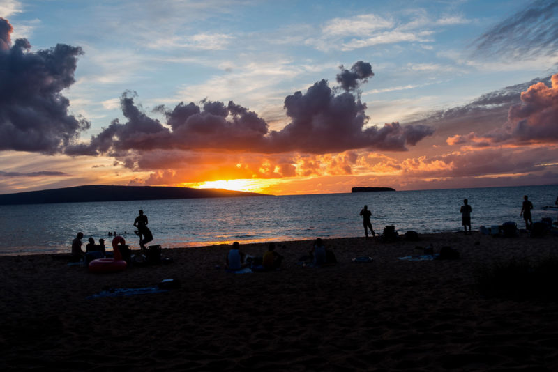 hawaii little beach stunning sun set