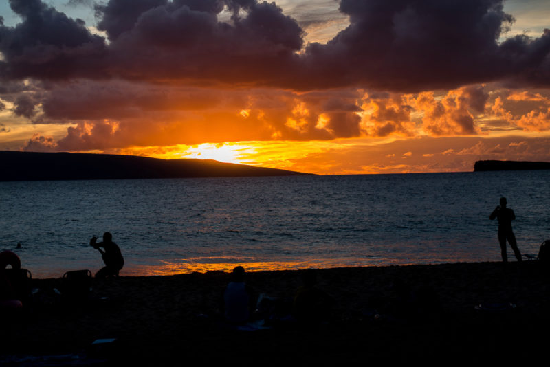 hawaii little beach sunset