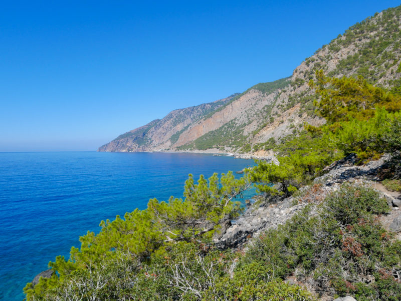 crete agia roumeli to loutro hike sunny