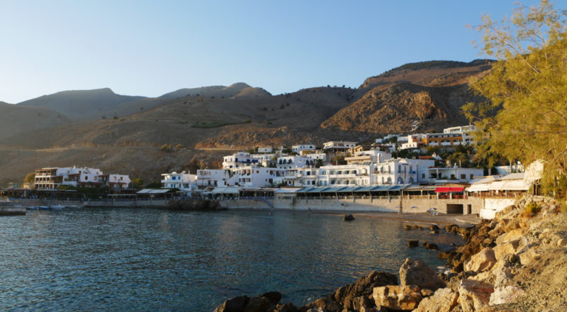 crete chora sfakion at dusk