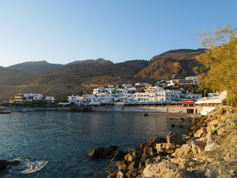 crete chora sfakion at dusk