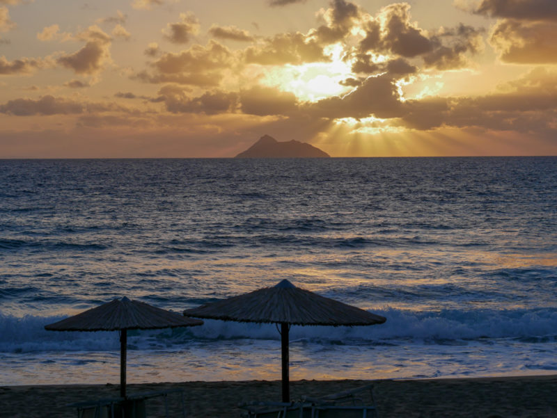 crete kalamaki beach sunset