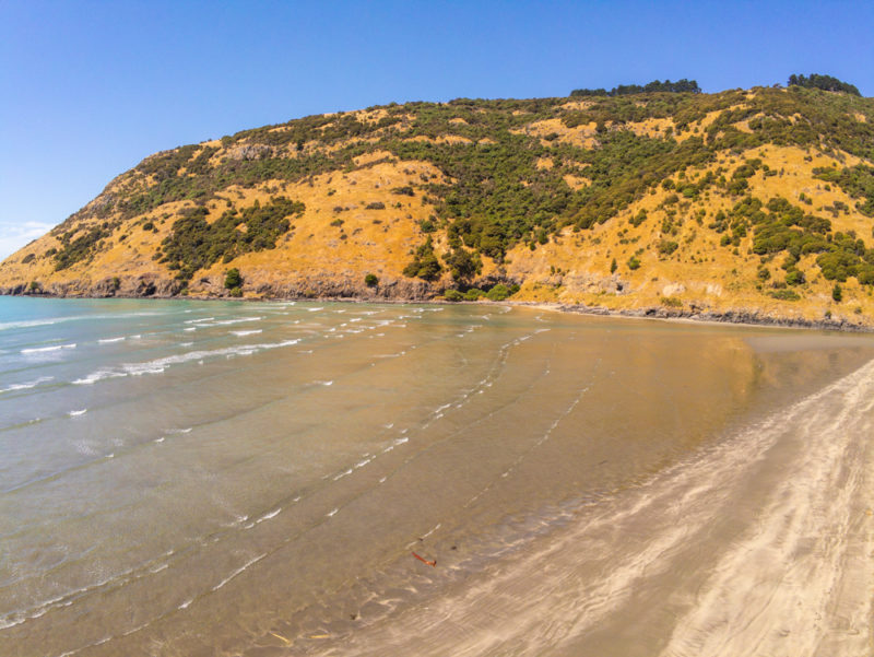 new zealand bank peninsula drone beach