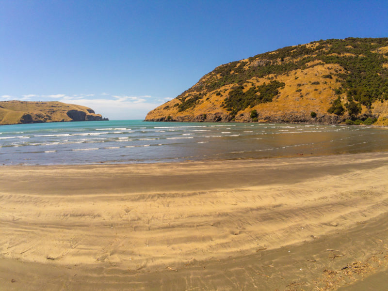 new zealand bank peninsula empty beach