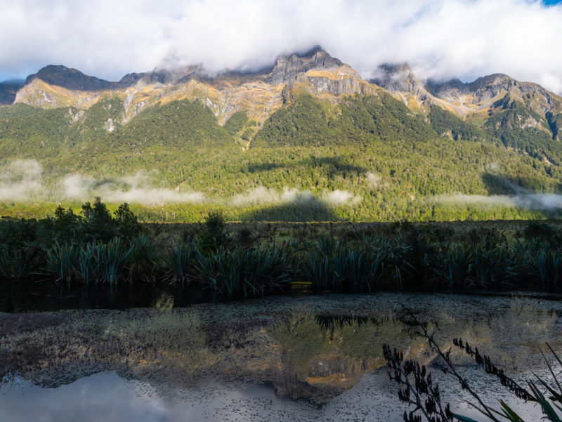 new zealand milford sound reflection lake