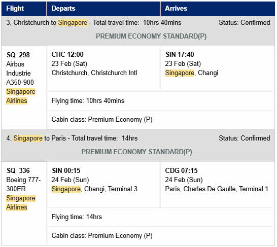singapore airline outbound