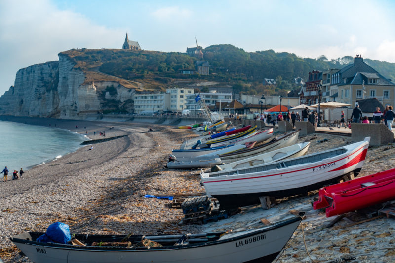 etretat bateaux sur la plage