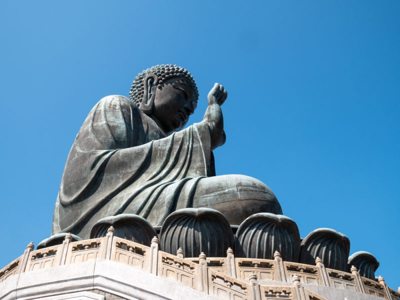 hong kong big buddha blue sky