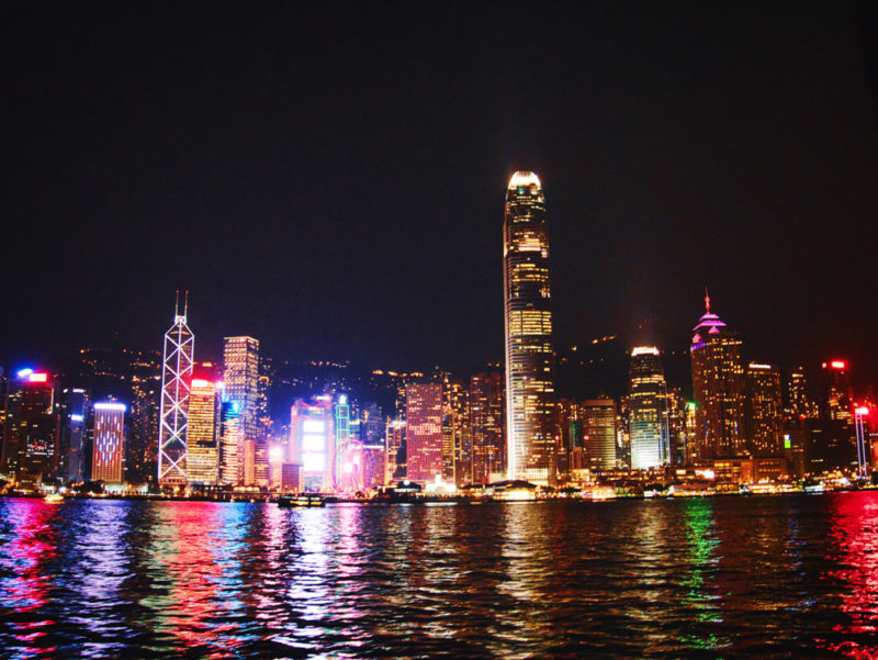 hong kong skyline by night