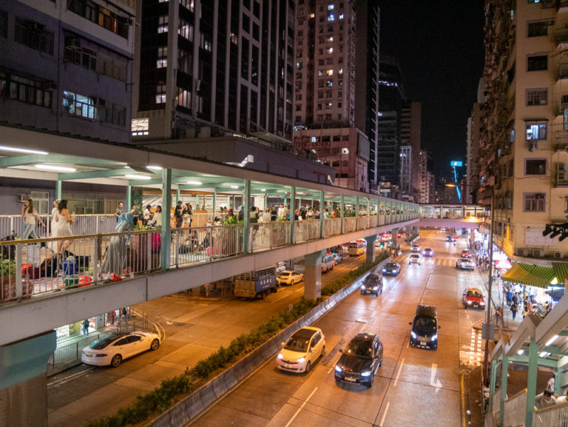 hong kong temple street ped bridge