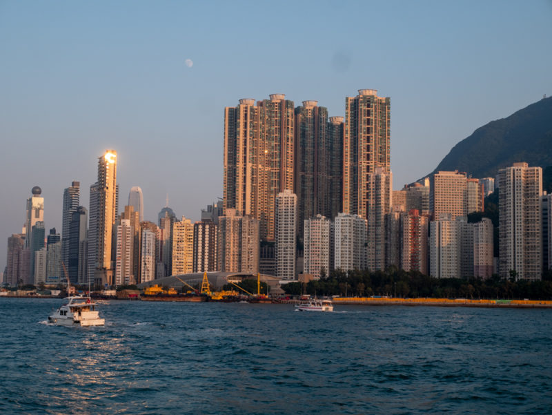 hong kong towers from the sea