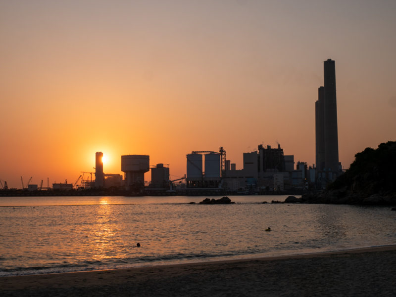 lamma power plant in sunset