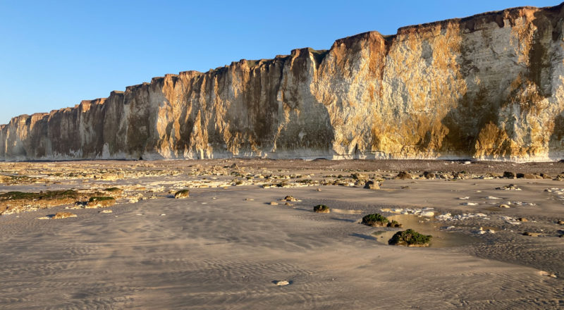 falaises albatre coucher de soleil
