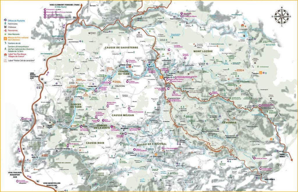 carte touristique gorges du tarn